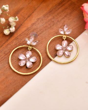 Jewels Nest Gold-Tone Floral Crystal Hoop Earrings For Women - Distacart
