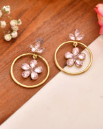 Thumbnail for Jewels Nest Gold-Tone Floral Crystal Hoop Earrings For Women - Distacart