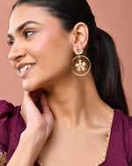Thumbnail for Jewels Nest Gold-Tone Champagne Crystal Floral Hoop Earrings For Women - Distacart