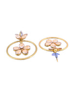 Thumbnail for Jewels Nest Gold-Tone Champagne Crystal Floral Hoop Earrings For Women - Distacart