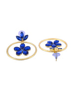 Thumbnail for Jewels Nest Gold-Tone Blue Crystal Floral Hoop Earrings For Women - Distacart