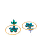 Thumbnail for Jewels Nest Gold Tone Emerald Green Crystal Floral Hoop Earrings For Women - Distacart