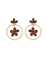 Thumbnail for Jewels Nest Gold Tone Dark Maroon Floral Hoop Earrings For Women - Distacart