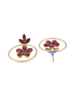 Thumbnail for Jewels Nest Gold Tone Dark Maroon Floral Hoop Earrings For Women - Distacart