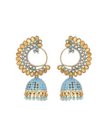Thumbnail for Jewels Nest Gold Plated Kundan Style Blue Jhumka Earrings With Bead Drops For Women - Distacart