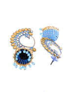 Thumbnail for Jewels Nest Gold Plated Kundan Style Blue Jhumka Earrings With Bead Drops For Women - Distacart
