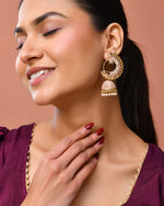 Thumbnail for Jewels Nest Gold Plated Kundan Style Pink Jhumka Earrings With Pearl Bead Drops For Women - Distacart