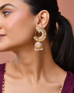 Thumbnail for Jewels Nest Gold Plated Kundan Style Pink Jhumka Earrings With Pearl Bead Drops For Women - Distacart