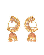Thumbnail for Jewels Nest Gold Plated Kundan Style Pink Jhumka Earrings With Pearl Bead Drops For Women - Distacart