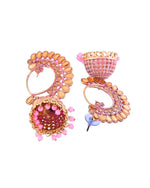 Thumbnail for Jewels Nest Gold Plated Kundan Style Light Pink Jhumka Earrings With Bead Drops For Women - Distacart