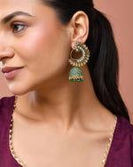 Thumbnail for Jewels Nest Gold Plated Kundan Style Green Jhumka Earrings With Bead Drops For Women - Distacart
