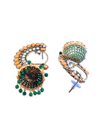 Thumbnail for Jewels Nest Gold Plated Kundan Style Green Jhumka Earrings With Bead Drops For Women - Distacart