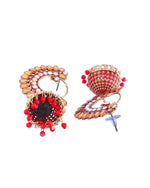 Thumbnail for Jewels Nest Gold Plated Kundan Style Red Beaded Jhumka Earrings For Women - Distacart