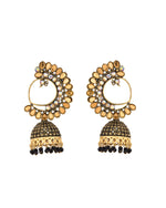 Thumbnail for Jewels Nest Gold Plated Kundan Style Black Beaded Jhumka Earrings For Women - Distacart