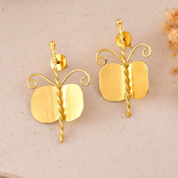Jewels Nest Gold Plated Anti-Tarnish Waterproof Butterfly Shaped Aesthetic Stud Earrings For Women - Distacart