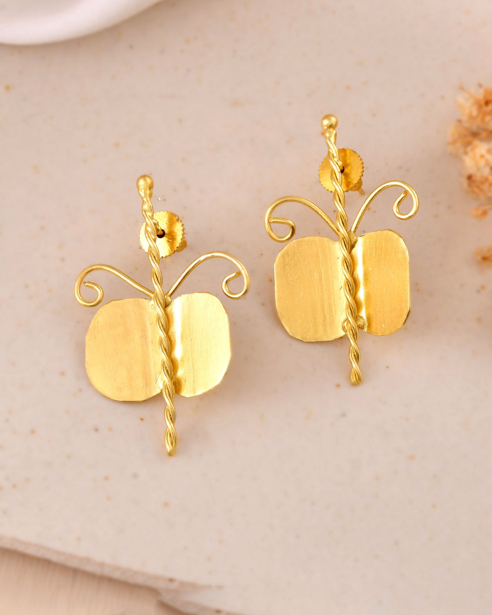Jewels Nest Gold Plated Anti-Tarnish Waterproof Butterfly Shaped Aesthetic Stud Earrings For Women - Distacart