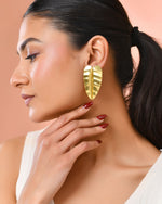 Thumbnail for Jewels Nest Gold Leaf Textured Statement Stud Earrings For Women - Distacart