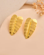 Thumbnail for Jewels Nest Gold Leaf Textured Statement Stud Earrings For Women - Distacart