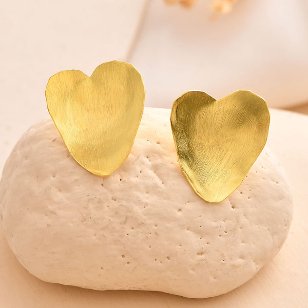 Jewels Nest Gold-Tone Heart-Shaped Minimal Stud Earrings For Women - Distacart
