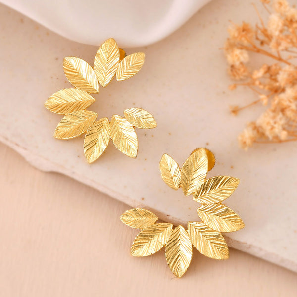 Jewels Nest Gold-Tone Leaf Wreath Stud Earrings For Women - Distacart