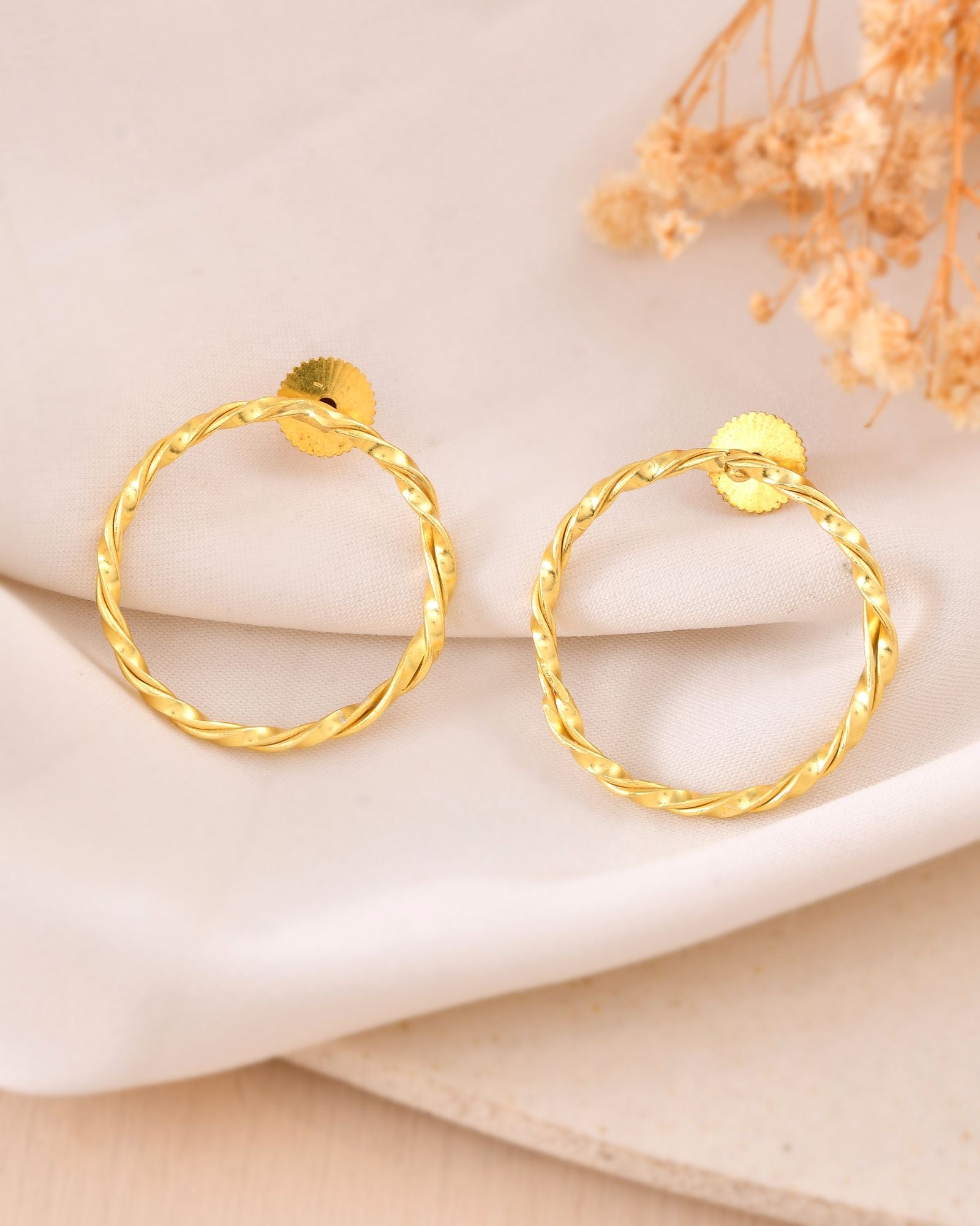 Jewels Nest Gold-Tone Twisted Hoop Earrings For Women | Minimal Everyday Jewellery - Distacart
