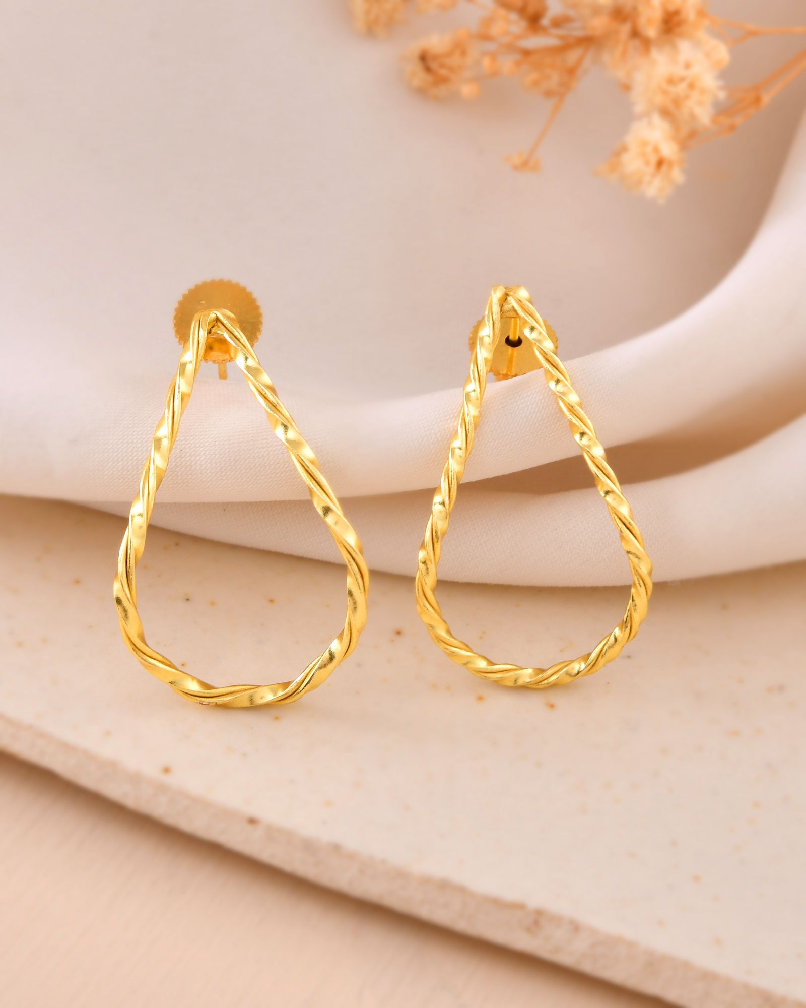 Jewels Nest Gold-Tone Twisted Teardrop Hoop Earrings For Women | Modern Minimal Jewellery - Distacart