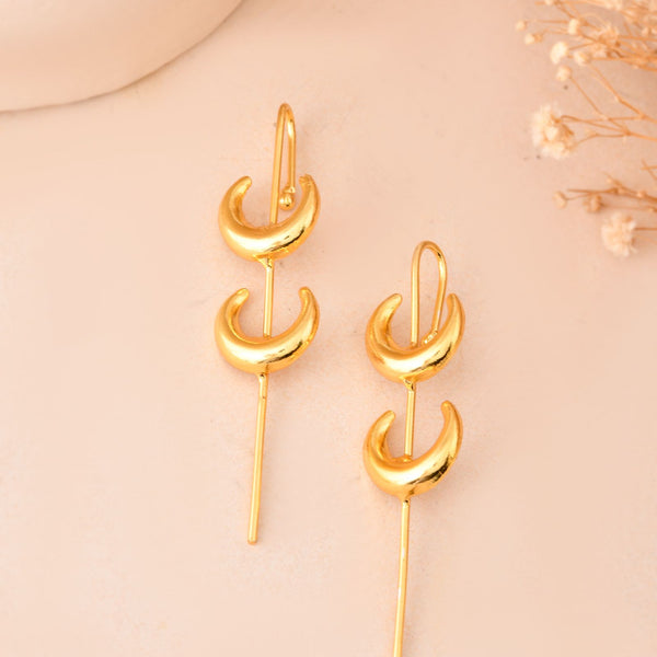 Jewels Nest Gold-Tone Crescent Ear Cuff Earrings For Women | Modern Minimal Statement Jewellery - Distacart