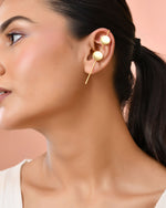 Thumbnail for Jewels Nest Gold-Tone Dual Disc Ear Cuff Earrings For Women | Modern Minimal Statement Jewellery - Distacart