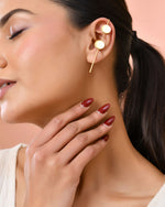 Thumbnail for Jewels Nest Gold-Tone Dual Disc Ear Cuff Earrings For Women | Modern Minimal Statement Jewellery - Distacart