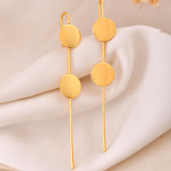 Jewels Nest Gold-Tone Dual Disc Ear Cuff Earrings For Women | Modern Minimal Statement Jewellery - Distacart