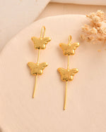 Thumbnail for Jewels Nest Gold-Tone Butterfly Motif Linear Drop Earrings For Women | Minimal Elegant Jewellery - Distacart