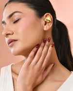 Thumbnail for Jewels Nest Gold-Tone Abstract Leaf Linear Drop Earrings For Women | Minimal Modern Jewellery - Distacart