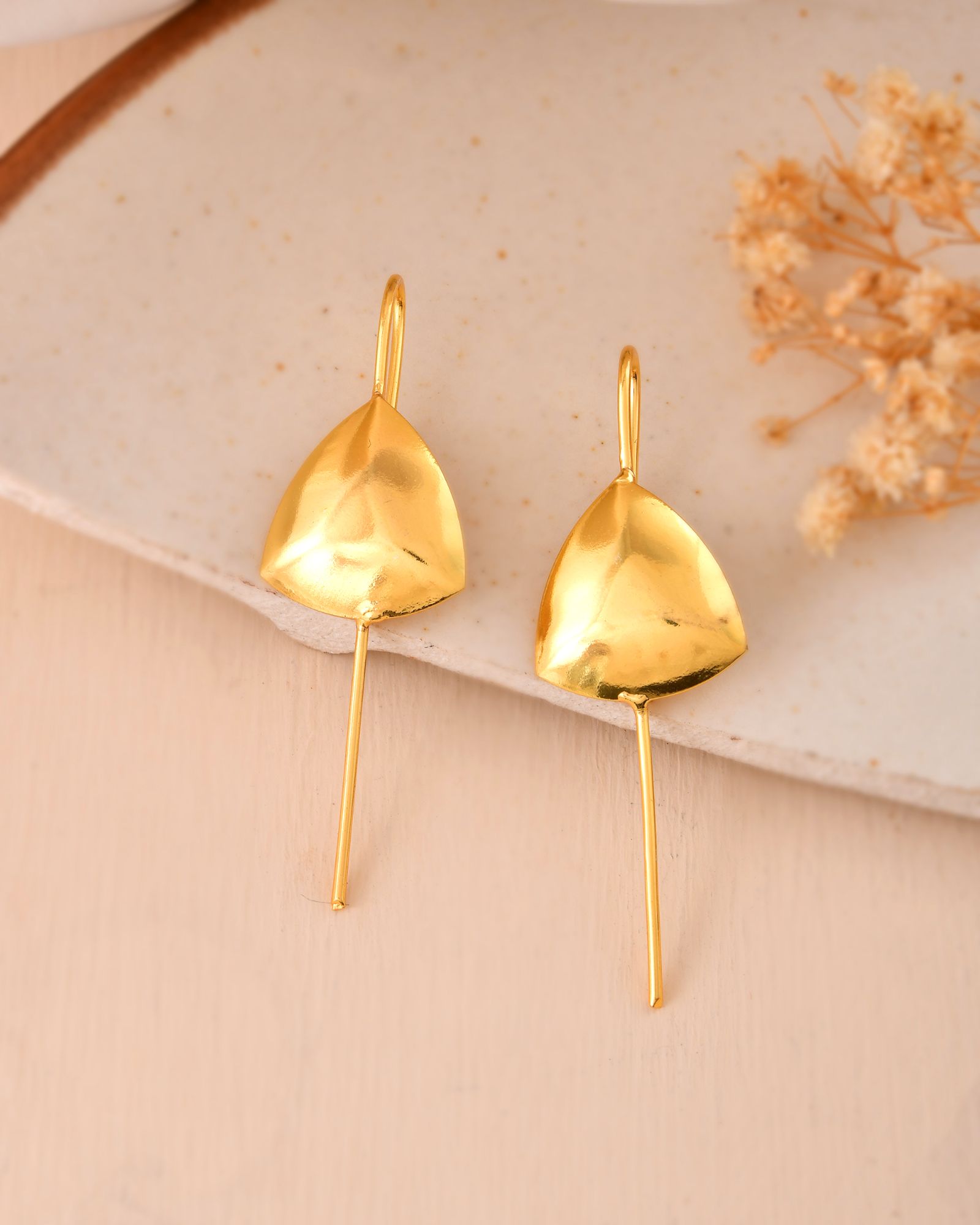 Jewels Nest Gold-Tone Abstract Leaf Linear Drop Earrings For Women | Minimal Modern Jewellery - Distacart