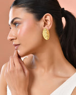 Thumbnail for Jewels Nest Gold-Tone Textured Leaf Stud Earrings For Women | Minimal Modern Jewellery - Distacart