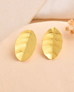 Thumbnail for Jewels Nest Gold-Tone Textured Leaf Stud Earrings For Women | Minimal Modern Jewellery - Distacart