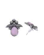 Thumbnail for Jewels Nest Oxidised Silver Pink Stone Floral Stud Earrings For Women - Distacart