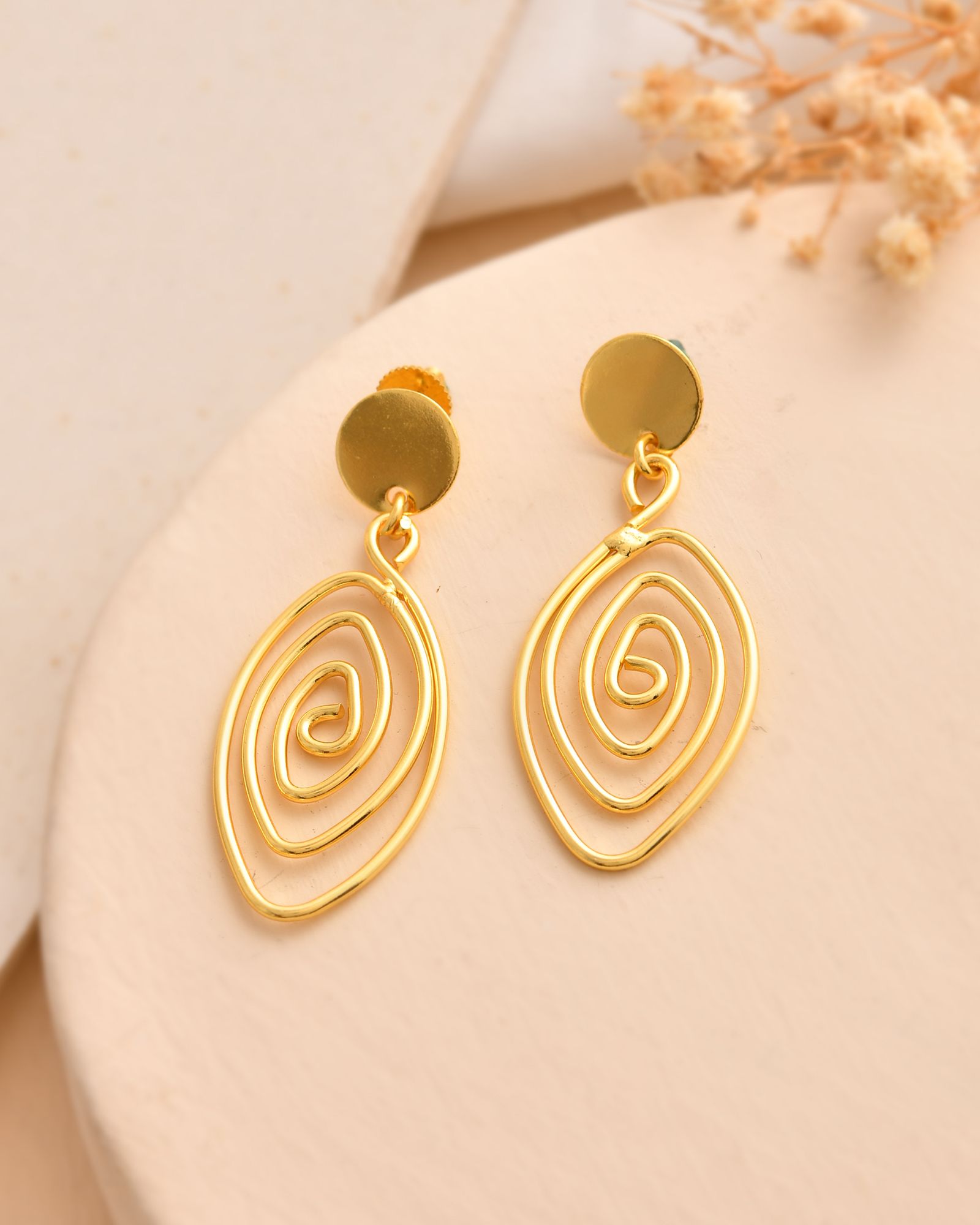 Jewels Nest Gold-Tone Spiral Drop Earrings For Women - Distacart