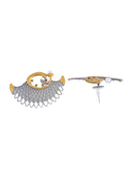 Thumbnail for Jewels Nest Gold-Tone Dual Finish Fan Motif Stud Earrings For Women - Distacart