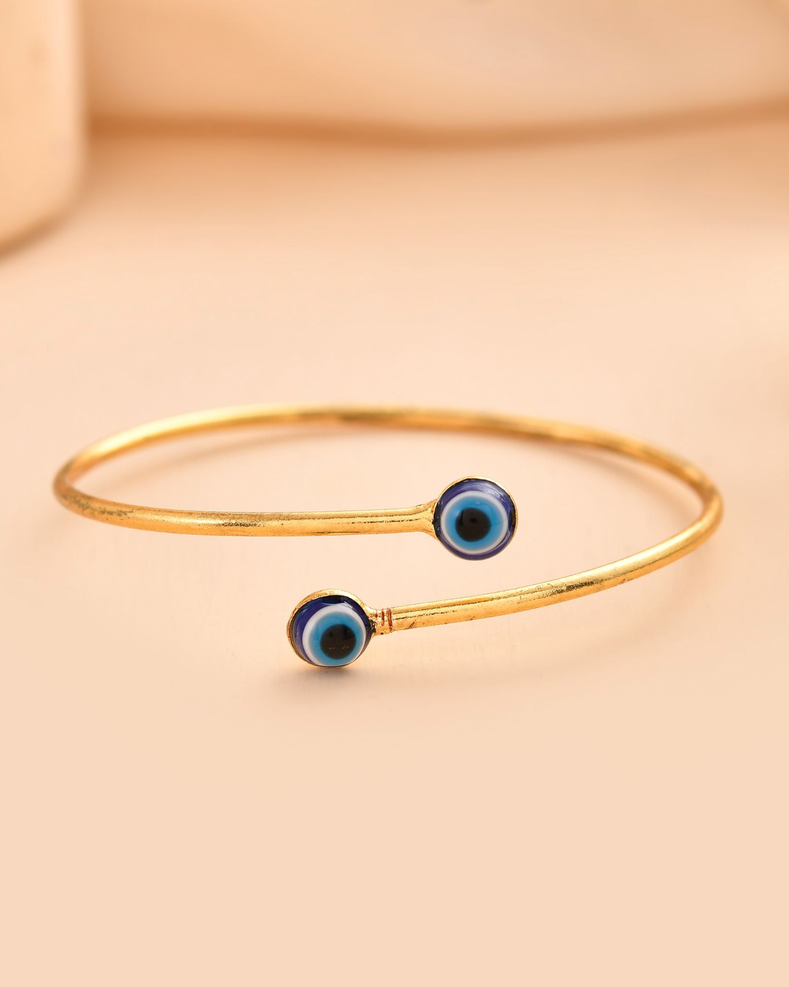 Jewels Nest Gold-Tone Evil Eye Adjustable Open Kada Bracelet For Women - Distacart