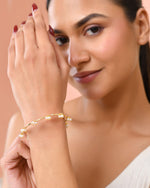 Thumbnail for Jewels Nest Gold-Tone Pearl Charm Adjustable Kada Bracelet For Women - Distacart