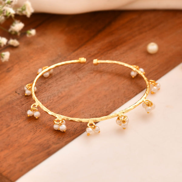 Jewels Nest Gold-Tone Pearl Charm Adjustable Kada Bracelet For Women - Distacart