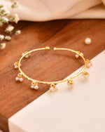Thumbnail for Jewels Nest Gold-Tone Pearl Charm Adjustable Kada Bracelet For Women - Distacart