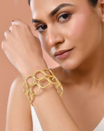 Thumbnail for Jewels Nest Gold-Tone Geometric Link Cuff Bracelet For Women - Distacart