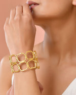Thumbnail for Jewels Nest Gold-Tone Geometric Link Cuff Bracelet For Women - Distacart