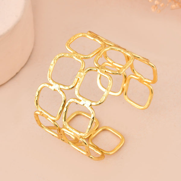 Jewels Nest Gold-Tone Geometric Link Cuff Bracelet For Women - Distacart