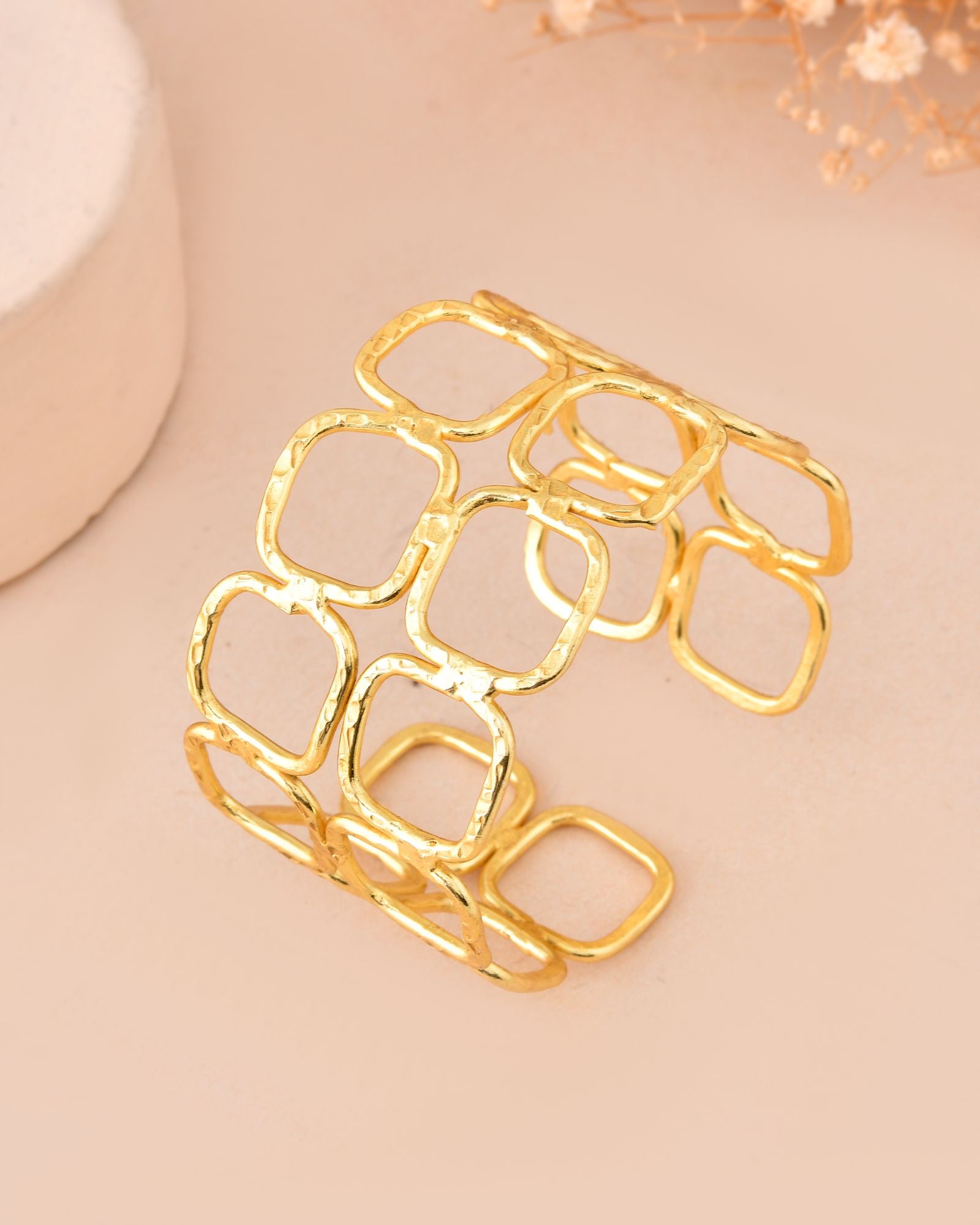 Jewels Nest Gold-Tone Geometric Link Cuff Bracelet For Women - Distacart