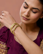 Thumbnail for Jewels Nest Gold-Tone Textured Open Cuff Bangles Set For Women (Set Of 6) - Distacart