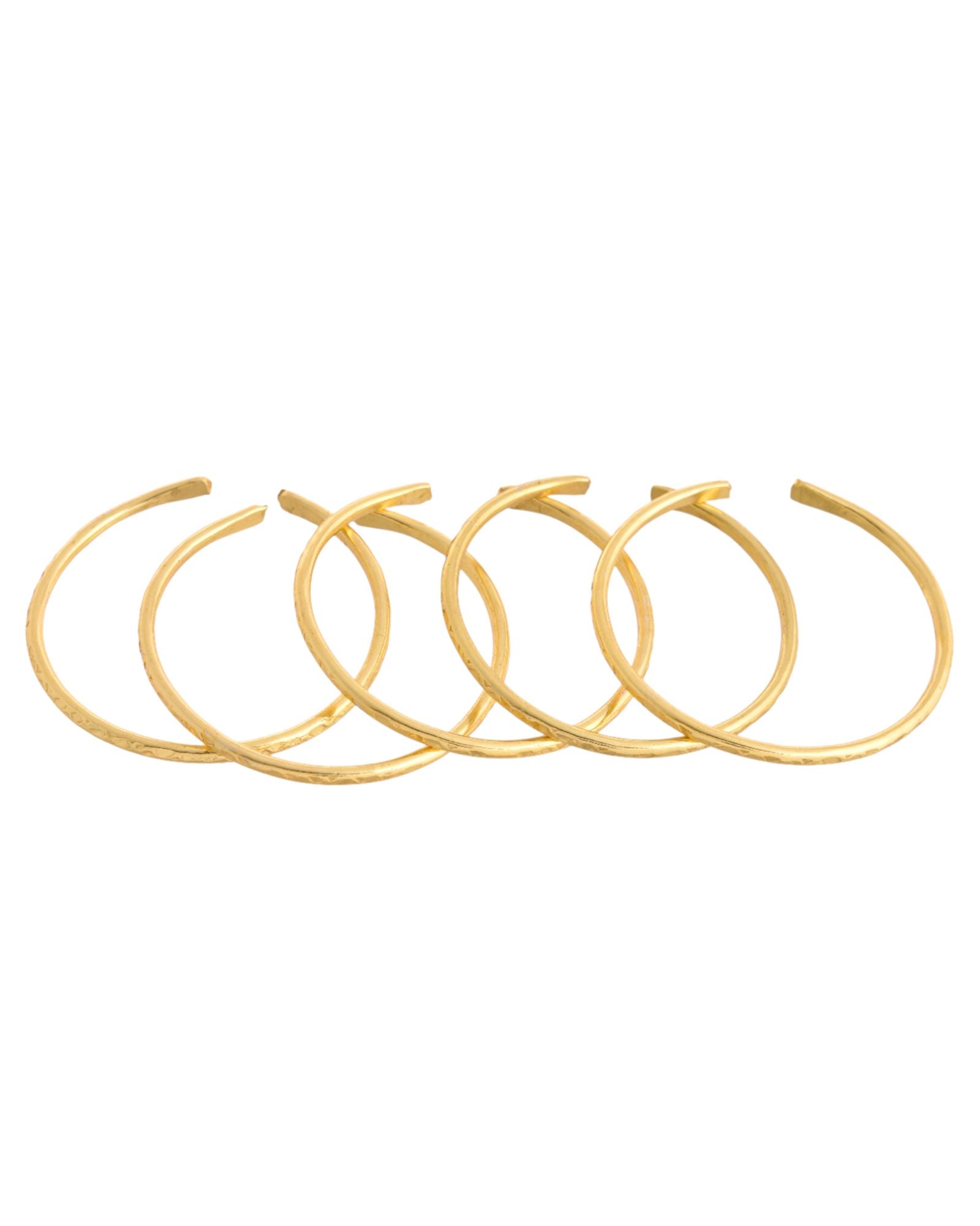 Jewels Nest Gold-Tone Textured Open Cuff Bangles Set For Women (Set Of 6) - Distacart
