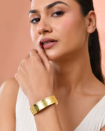 Thumbnail for Jewels Nest Gold-Tone Engraved Wide Cuff Bangle For Women - Distacart