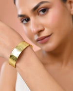 Thumbnail for Jewels Nest Gold-Tone Engraved Wide Cuff Bangle For Women - Distacart
